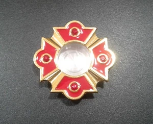 Personal Reliquary Relic Case 1 6/8" Gold Plated with Red Enamel Shining Stones - Picture 1 of 4