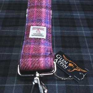 Glen Appin of Scotland Harris Tweed Bag Strap In Pink Check LB2201-COL103 - Picture 1 of 1