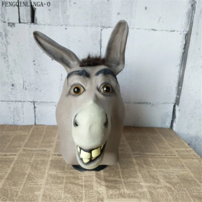 Adult Funny Donkey Head Mask Halloween Party Cosplay Props Animal Latex Headgear - Image 1 of 4