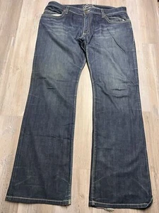 Robins Straight Jeans Mens 40 Pocket Studded Leather Pocket Trim Distressed Y2K - Picture 1 of 16