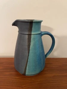 Abstract Multi-Color/Turquoise Matte Glaze Studio Pottery Pitcher Signed - Picture 1 of 10