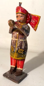 Antike handgefertigte bemalte Holz Musiker Figur Statue Neapel Indien ~ 6 Zoll - Bild 1 von 8