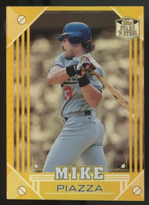 1998 Topps Stars 'N Steel Mike Piazza Holographic Gold Refractor #32 - Image 1 of 2
