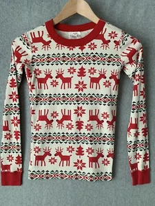 Hanna Andersson Sz 10 140 Kids PJ Top Nordic Organic Cotton Deer - Picture 1 of 5