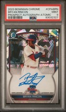 2023 Bowman Chrome Prospect Autographs Atomic Bryan Rincon RC Auto /100 PSA 9