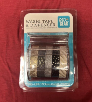 Pen + Gear Washi Tape 5 Rolls/Pkg And Dispenser 0.39in x 5YD each - Image 1 of 2