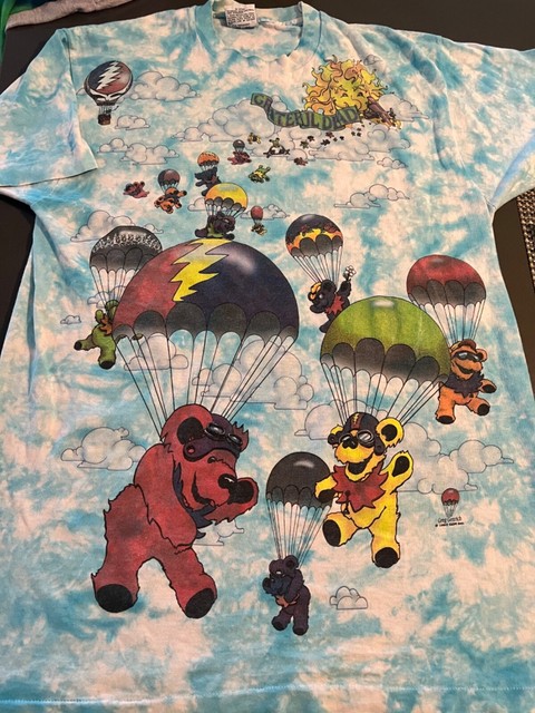 Grateful Dead - Parachute Acid Bears - Liquid Blue T Shirt - Adult