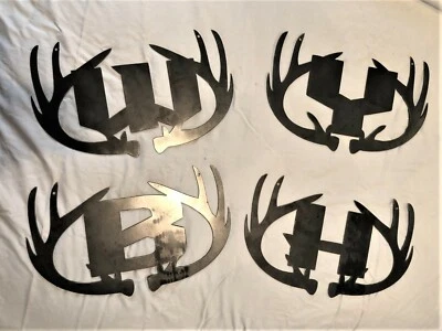 Metal Antler Monogram 14" Plasma Cut Metal Art Letter Custom Sign - Image 1 of 4
