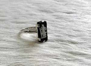 Vintage Wedgwood Black Jasperware sterling silver ring - Picture 1 of 4