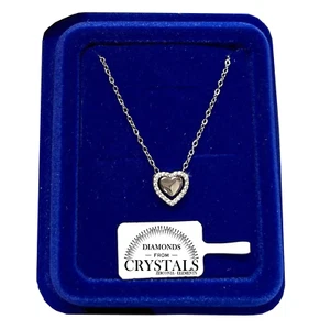 Collana Cuore Dentro pl. oro Bianco 18k Girocollo con Cristalli Zirconi S/81 - Foto 1 di 6
