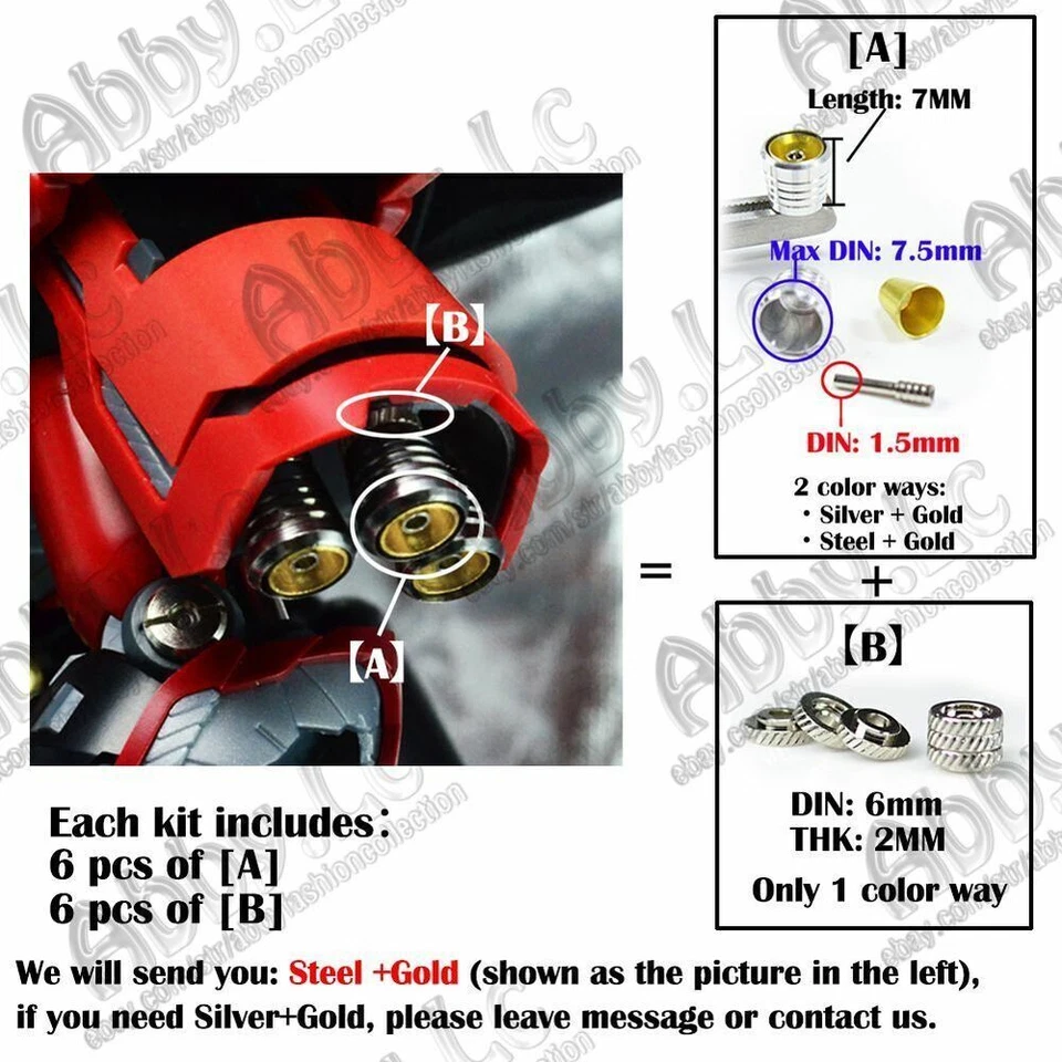 para MG 1/100 Sazabi RE HiRM MECÁNICA COMPLETA 2*Propulsor de metal dorado Y8 Φ7,5/L7 mm Foto 1 de 1
