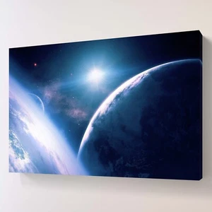 Planet Galaxy Space Canvas Wall Art Picture Framed Print Home Decor Solar System - Picture 1 of 8