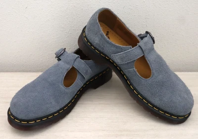 Sapatos femininos Dr. Martens 10 masculinos 9 jeans lavados camurça azul barra T Mary Jane $190 - Imagem 1 de 4