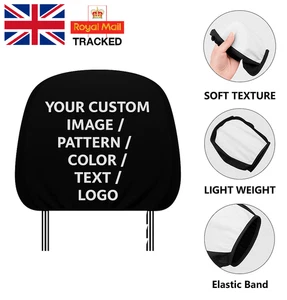 Fundas de reposacabezas de coche personalizadas - Imagen de logotipo de texto personalizado | Ajuste universal | Regalo - Imagen 1 de 1