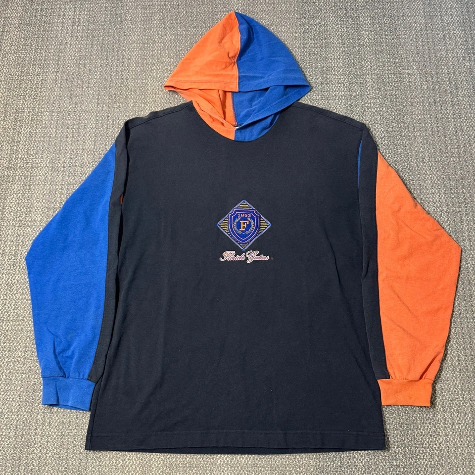 Sudadera con Capucha Vintage Años 90 University of Florida Gators Colorblock Nuez moscada Negra Grande Foto 1 de 4