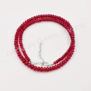 Natural Ruby Smooth rondelle Beaded Necklace Jewelry, Ruby Necklace, Ruby Beaded - Picture 1 of 3
