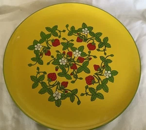 Vintage Lorrie Design Melamine Bright Yellow Strawberry Pattern Platter Tray 13" - Bild 1 von 9