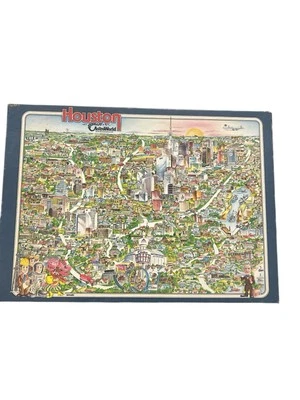 Vintage 1988 Buffalo Games CITY OF HOUSTON ASTROWORLD PUZZLE - Image 1 of 4