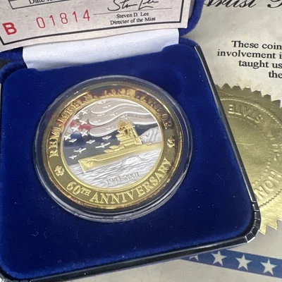 Remember Pearl Harbor U.S.S. Arizona Memorial 1 Oz .999 Silver/Gold Proof Nice - Image 1 of 4