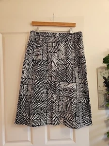Marimekko Skirt Black White Sz XL 14-16 New DULA MORRI COTT Elasticated Waist - Picture 1 of 15