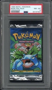 1999 Pokemon Base Set Graded Booster Pack Venusaur Artwork PSA 8 NM-MT - Picture 1 of 2