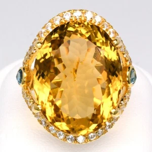 💎 Natürlicher Citrin & Topas Ring in 925 Sterling Silber (18K Gelbgold vergoldet) - Bild 1 von 10