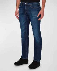 7 For All Mankind Slimmy Jeans Mens 36x34 Blue Dark Wash Denim Stretch Pants - Picture 1 of 10