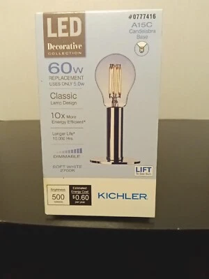 Kichler 60W A15C Candelabra Base Classic Lamp Design 2700K DIMMABLE LEDs - Image 1 of 4