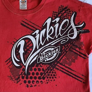 Dickies Vintage Y2K Grunge Streetwear Style Red LG Crew Neck Graphic T-Shirt Tee - Picture 1 of 10