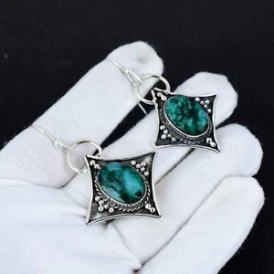 Smaragd Lab-Created 925 Sterlingsilber Handarbeit Schmuck Ohrring Watte Geschenk - Bild 1 von 4