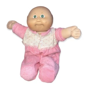 Poupée patch chou vintage bébé 1985 yeux vert chauve, rose une pièce - Photo 1/4