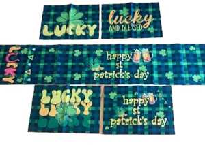 Happy St Patrick's Day Lucky Plaid Tischläufer & vier Tischsets Posten Neu - Bild 1 von 11
