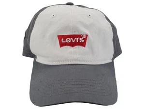 Levi’s YOUTH Adjustable SnapBack Ball Cap Hat Curved Brim Red Logo White Grey - Picture 1 of 6