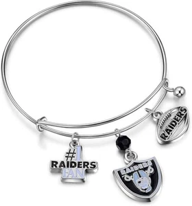 NFL Las Vegas Raiders Three Charm Logo Bangle Bracelet - Picture 1 of 4