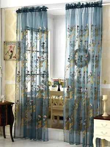 Cortina de gasa bordada planta simple francesa moderna 1 pieza cortinas para dormitorio - Imagen 1 de 8