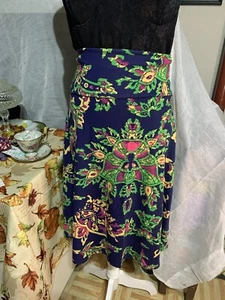 LuLaRoe Azure Blue Green Bold Geometric Print Skirt Pull On Size 2X - Picture 1 of 6
