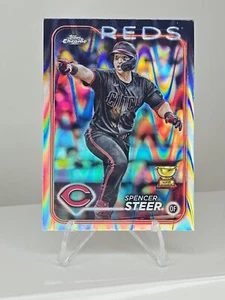 2024 Topps Chrome - Spencer Steer - RayWave Refractor #104 Cincinnati Reds - Picture 1 of 2