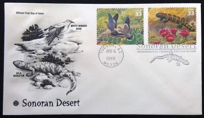 Scott 3293C 3293H FDC White Winged Dove Gila Monster Sonoran Desert PCS - Image 1 of 3