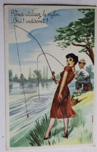 French Vintage Comic Postcard: Nude Women Stockings, Nylons - Picture 1 of 1