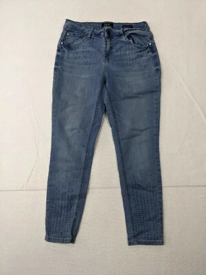 Pantalones de mezclilla Earl Jean para mujer ajustados al tobillo adornados talla 10 mezcla de algodón azul Foto 1 de 4