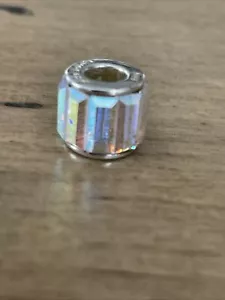 Vintage Sterling Silver PERSONA Iridescent Clear Glass Bead Charm - Picture 1 of 4