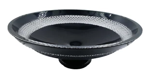 FAB WATERFORD CORTE CRISTAL JOHN ROCHA VIDRIO NEGRO 13.5" PIEZA CENTRAL CUENCO CON PATAS - Imagen 1 de 4