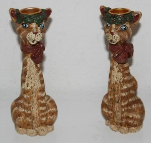 2 Tabby Katzen Kerzenständer DEKO - Bild 1 von 6