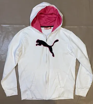 Puma Modern Sport Full Zip Logo Hoodie Womens Jacket Size Large White Pink • 19€