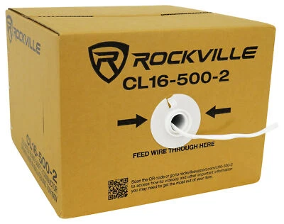 Rockville CL16-500-2 CL2 Rated 16 AWG 500' Speaker Wire In Wall Ceiling 70V 100V - Image 1 of 3