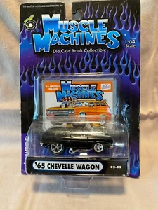 Funline Muscle Cars escala 1:64 '65 Chevell Wagon en blister sellado de fábrica negro - Imagen 1 de 11