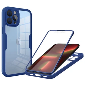 360° Full Body 2 in 1 Clear Case + Screen Protector Soft Bumper Cover For iPhone - Picture 1 of 36