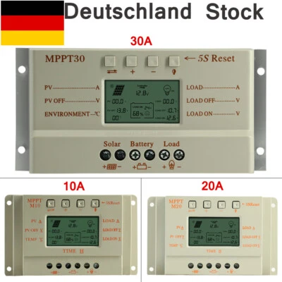 MPPT Solarladeregler 12V/24V 10A 20A 30A MPPT Laderegler Regler MIT LCD Display - Bild 1 von 4