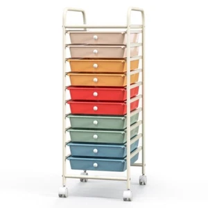 10-Drawer Rolling Storage Cart Organizer W/ Lockable Wheels Home Office Cabinet - Picture 1 of 13