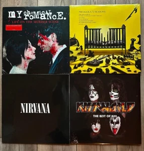 (4) METAL HARD ROCK Vinyl Record Album Lot KISS Nirvana METALLICA My Chemical Ro - Imagen 1 de 2